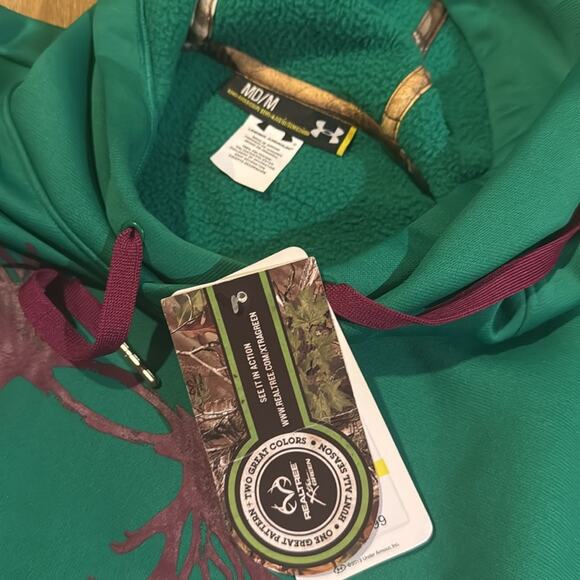 Under Armour Realtree Green / Purple Coldgear Pullover Hoodie Women's Size M - Picture 3 of 4